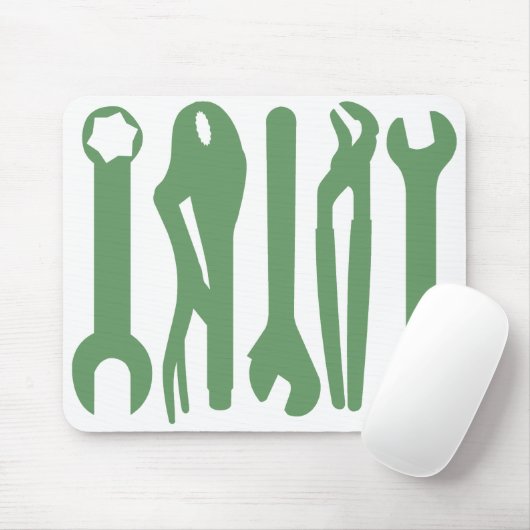 Werkzeuge - Army Green on White Mousepad (Mit Mouse)