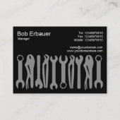 Werkzeuge des Handels (Chubby) - Grau auf Schwarz Visitenkarte (Rückseite)