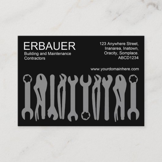 Werkzeuge des Handels (Chubby) - Grau auf Schwarz Visitenkarte (Vorderseite)