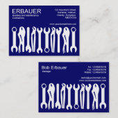 Werkzeuge des Handels (Chubby) - Weiß auf dunkelbl Visitenkarte (Vorne/Hinten)