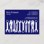 Werkzeuge des Handels (Chubby) - Weiß auf dunkelbl Visitenkarte (Rückseite)