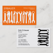 Werkzeuge des Handels - Weiß auf Orange Visitenkarte (Vorne/Hinten)