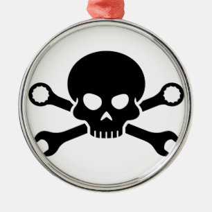 Werkzeuge des Schädel-"n" - schrauben Sie Piraten Silbernes Ornament