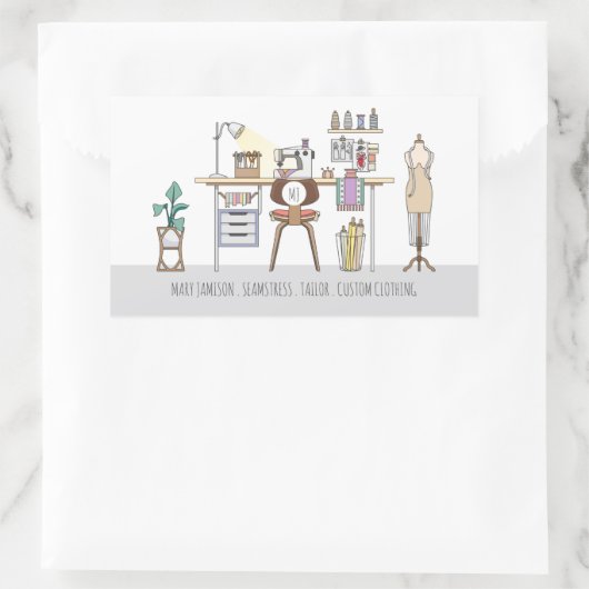 Werkzeuge des Schneiders Seamstress Rechteckiger Aufkleber (Tasche)