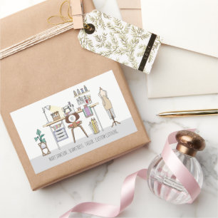 Werkzeuge des Schneiders Seamstress Rechteckiger Aufkleber