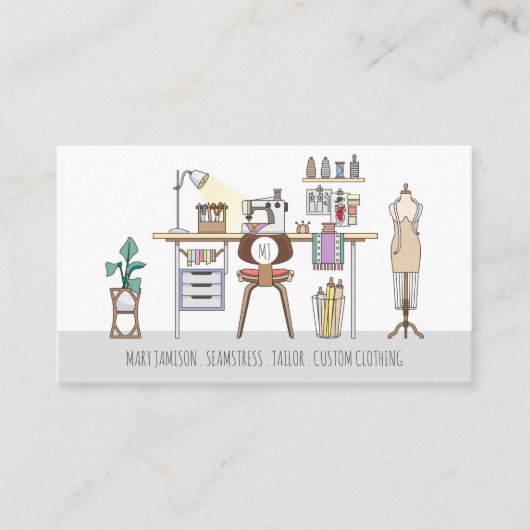 Werkzeuge des Schneiders Seamstress Visitenkarte (Vorderseite)