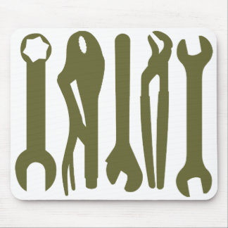 Werkzeuge - Dunkles Olive on White Mousepad