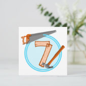 Werkzeuge für 7 Jahre alt Einladung (Stehend Vorderseite)