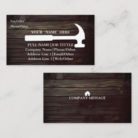 Werkzeuge für beruflich-Builder-Tischlerwerkzeuge Visitenkarte (Vorne/Hinten)