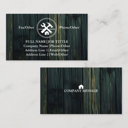 Werkzeuge für beruflich-Builder-Tischlerwerkzeuge Visitenkarte (Vorne/Hinten)