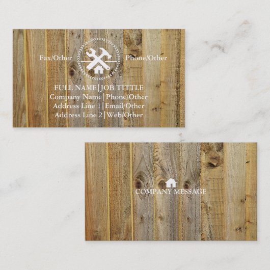 Werkzeuge für beruflich-Builder-Tischlerwerkzeuge Visitenkarte (Vorne/Hinten)