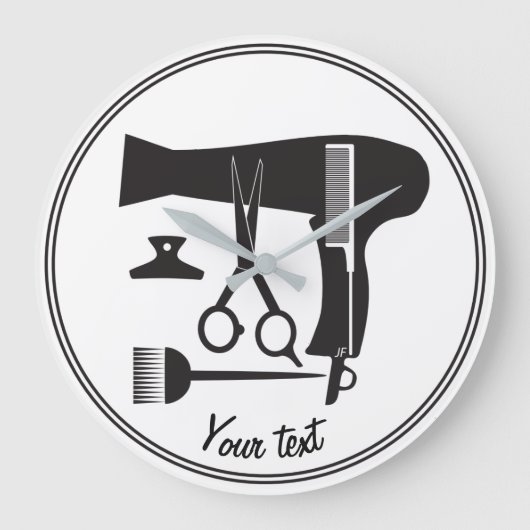 Werkzeuge für Haarstyles Große Wanduhr (Vorderseite)