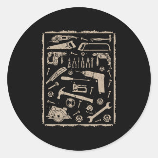 Werkzeuge mit Rahmen Vintag Runder Aufkleber