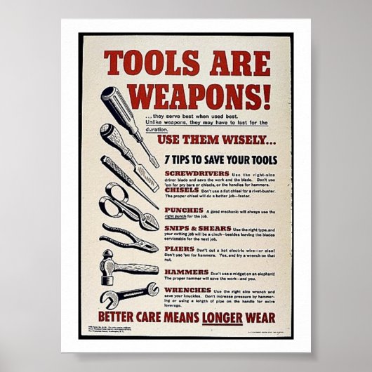 Werkzeuge sind Waffen! Poster (Vorne)