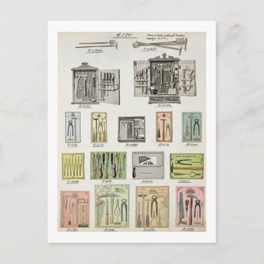 Werkzeuge und Werkzeugkästen aus einem Katalog von Postkarte (Vorderseite)