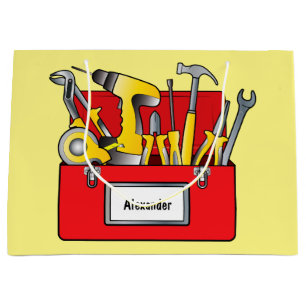 Werkzeuge und Werkzeugkasten-Geschenk-Taschen-Name Große Geschenktüte