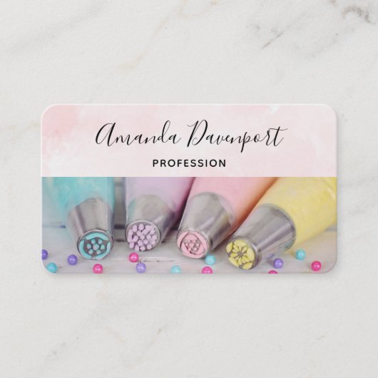 Werkzeuge zur Dekorierung von pastelfarbenem Kuche Visitenkarte (Vorderseite)