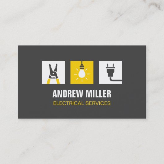 Werkzeuglampe und Plug-Logo-Elektriker Visitenkarte (Vorderseite)
