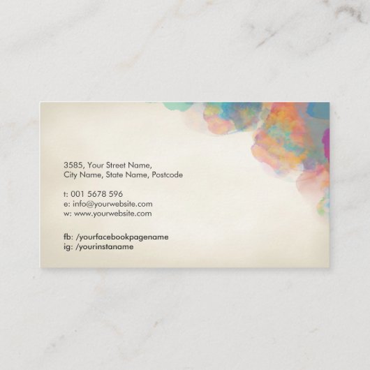 Werkzeugpalette für Makeup Visitenkarte (Rückseite)