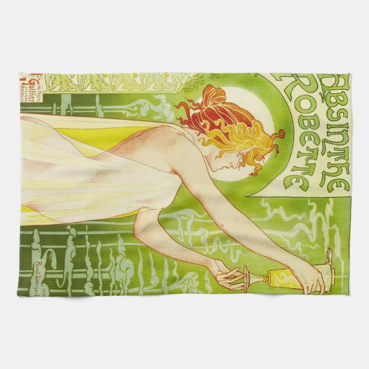 Wermut Alphonse Mucha Robette Geschirrtuch (Horizontal)