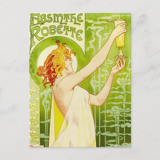Wermut Alphonse Mucha Robette Postkarte (Vorderseite)