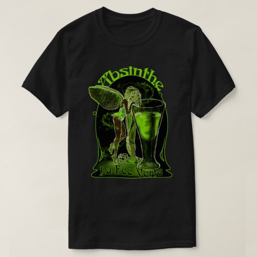 Wermut-La-Gebühr Verte Fee mit Glas T-Shirt (Design vorne)
