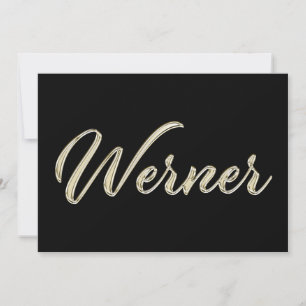 Werner Name white gold Handwriting Karte