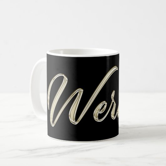Werner Name whitegold Tasse Teetasse Kaffeetasse (Vorderseite Links)