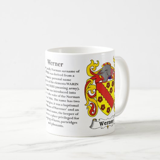 Werner, Ursprung, Bedeutung und das Wappen Kaffeetasse (VorderseiteRechts)
