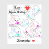 WERT Ice Skaten Niedlich Assorted Rosa/Blau Aufkleber (Blatt)