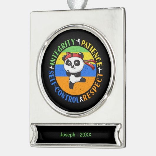 Werte für Kampfkunst - Boys Karate Mindset Banner-Ornament Silber (Links)