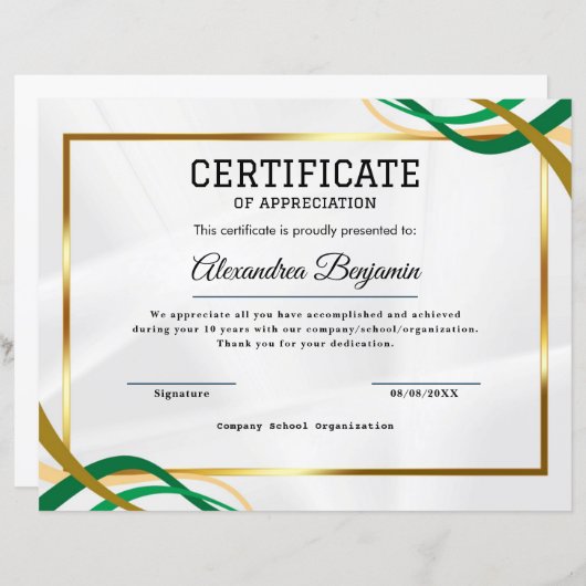 Wertschätzung (Vorne/Hinten)