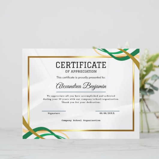 Wertschätzung (Stehend Vorderseite)