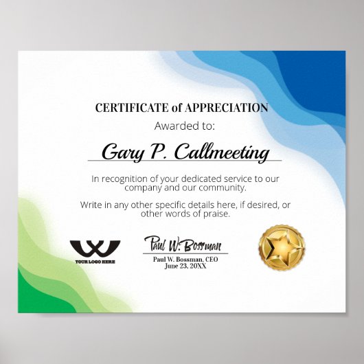 Wertschätzung ehrenamtlicher Mitarbeiterpos Poster (Vorne)