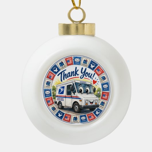 Wertschätzung für Postmitarbeiter Keramik Kugel-Ornament (Vorderseite)