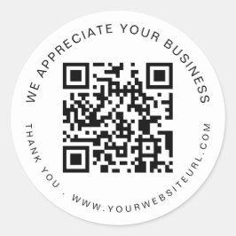 Wertschätzung Ihres QR-Codes für Unternehmen Danke Runder Aufkleber