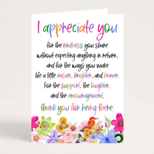 Wertschätzung und Dankeschön Karte