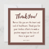 Wertsteigerung nach individuellem Happy Nurses Wee Dankeskarte (Rückseite)