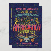 Wertungsband Retro 70er Concert Ticket Theme Einladung (Vorne/Hinten)