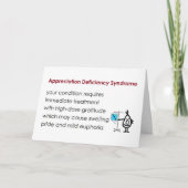 Wertungsdefizit-Syndrom - lustiger Dank Dankeskarte (Vorderseite)