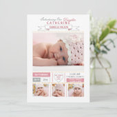 Wertvoll Ankunft Rosa Foto Geburtsankündigung Ankündigung (Stehend Vorderseite)