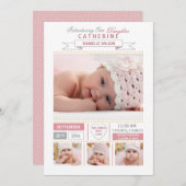 Wertvoll Ankunft Rosa Foto Geburtsankündigung Ankündigung (Vorne/Hinten)