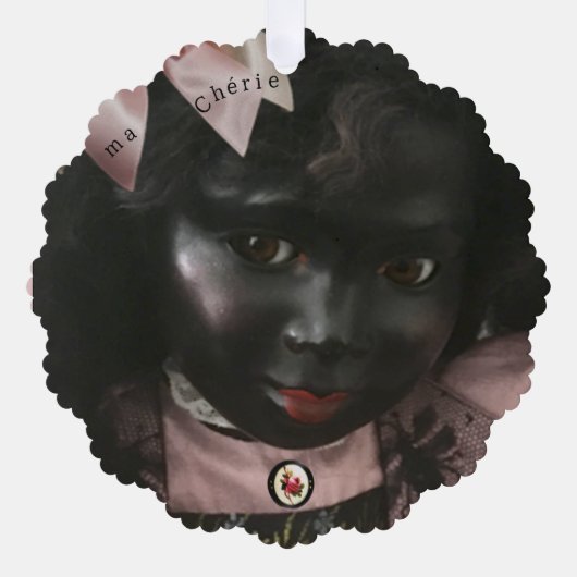 Wertvoll Black Doll Französisches Ornament Karte (Vorderseite)