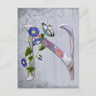 Wertvoll Butterfly Initial N Postkarte