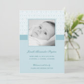 Wertvoll Damask Baby Boy Geburtsankündigung Ankündigung (Stehend Vorderseite)