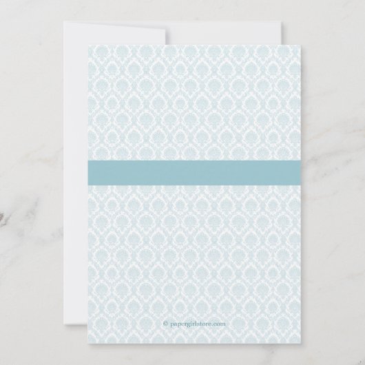 Wertvoll Damask Baby Boy Geburtsankündigung Ankündigung (Rückseite)