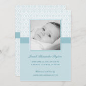 Wertvoll Damask Baby Boy Geburtsankündigung Ankündigung (Vorne/Hinten)