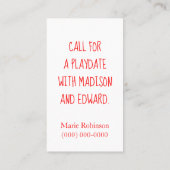 Wertvoll Duck Mommy ruft Telefonnummerkarte (Rückseite)