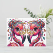 Wertvoll Flaunty Flamingos Einladung (Stehend Vorderseite)