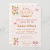 Wertvoll Girl Teddy Bear Babydusche Einladung (Vorne/Hinten)